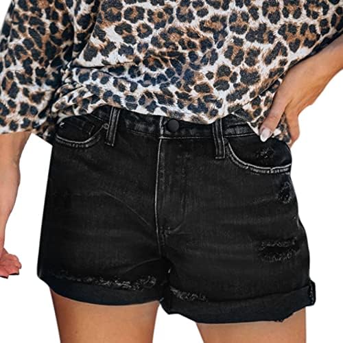 פלוס מכנסי פוליאסטר בגודל פלוס נשים מכנסי קיץ מכנסיים סקסית ג'ין מותן גבוה מותניים דקיקים חור קצר עם