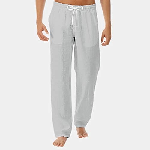 מכנסי טרנינג לגברים קיץ מכנסי כותנה ופשתן טהורים פשוטים ואופנתיים מכנסיים ארוכים