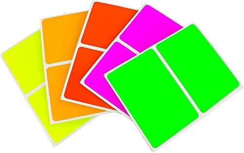 תווית כרומלית 2 על 3 אינץ ' תוויות מלאי קוד צבע מלבני קבוע, 5 צבעים שונים, 50 מדבקות לכל חבילת מגוון, פלורסנט
