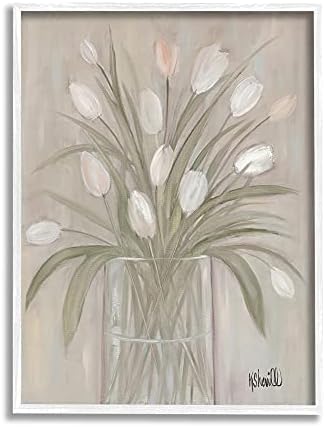 תעשיות סטופל לבן פרחי צנצנת זכוכית זכוכית קלאסית חיים דומם, עיצוב מאת קייט שריל לוח קיר, 13 x 19, חום