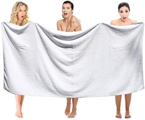 אוזינקי מגבות רחצה גדולות במיוחד, מגבות טורקיות כותנה, רכות מקסימאלית וספיגת גיליון אמבטיה לבנה, משקל כבד