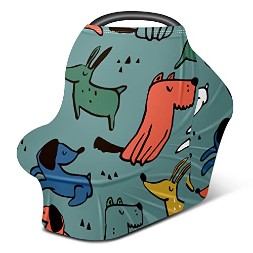 מושב מכונית לתינוק מכסה אלמוגים כחולים אלמוגים ירוק לבן כלב דפוס סיעוד כיסוי מניקה עגלת צעיף
