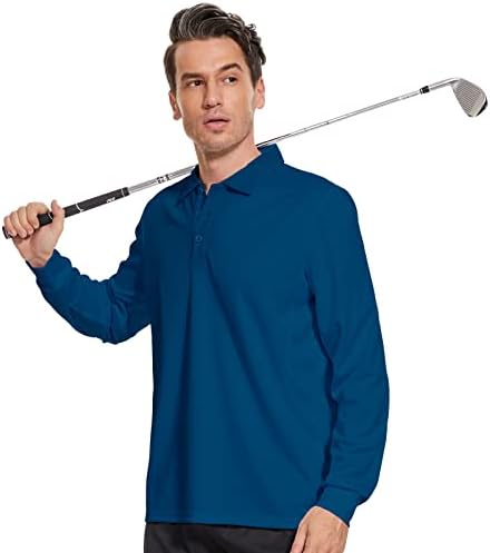 חולצות שרוול ארוך לגברים UPF 50+ הגנת שמש גולף פולו חולצה לייבוש מהיר של חולצת אימונים ספורטיבית