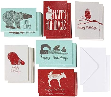 144 חבילה חג ברכה כרטיסי מבחר עם מעטפות ב 6 חג המולד בעלי החיים עיצובים