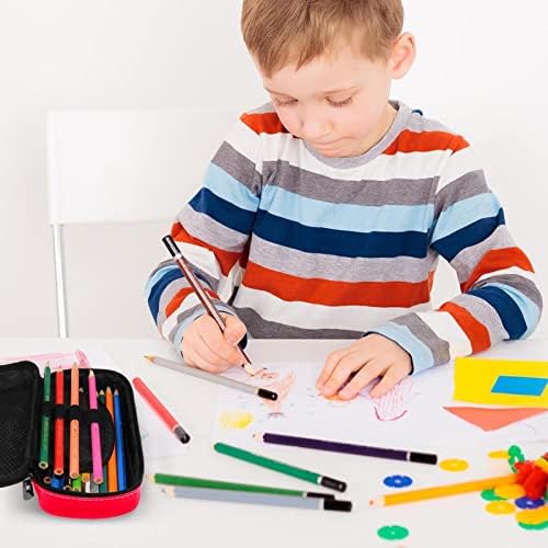 עפרון עפרון רקע אדום זאב עט מארז משרדים שקית בית ספר לשקית שקית תיבה, תיק עיפרון נייד 7.5x3x1.5in