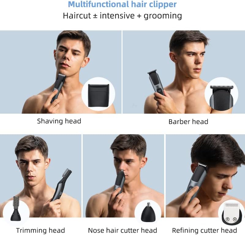 נוצרים נוצץ שיער לגברים, מרובי גוזם שיער אטום למים סט קוצץ LCD גוזם זקן גוזם גילוח חשמלי לגברים מכונת