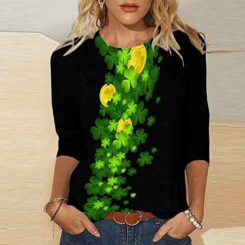 צמרות טוניקת נשים חדשות אירית Tshirt St. חולצת טריקו של יום פטריק 3/4 חולצות שרוול ארוך חולצות שמרוק