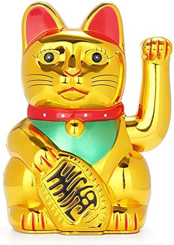 Fiotok Maneki Neko, Lucky Fortune Cat, חתול ברי מזל יפני עם סוללת זהב מנופפת בזרוע