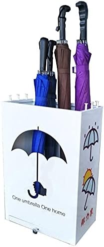 עמדות מטרייה של LXDZXY, מטריית מטרייה בית מלון ביתי ברזל מחושל, מעמד ניקוז מטריות עם 6 ווים, אטום למים ועמיד