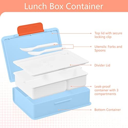 מכולות קופסאות ארוחת צהריים בנטו קופסת בנטו עם 3 תאים עבור מבוגרים ובני נוער