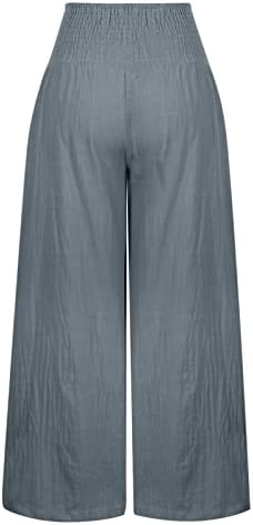 מכנסי רגל רחבים אלסטיים רחבים של נשים מכנסיים מכנסי טרקלין מפוארים עם כיסים יוגה נוחה מכנסי טרנינג