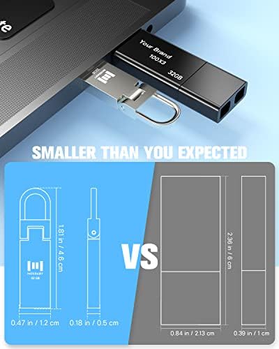 MOSDART 32GB 5 חבילה USB 2.0 כונן הבזק אטום למים עם מחזיק מקשים, 32 GB FAT32 כונני אגודל, כונן קפיצת מתכת,
