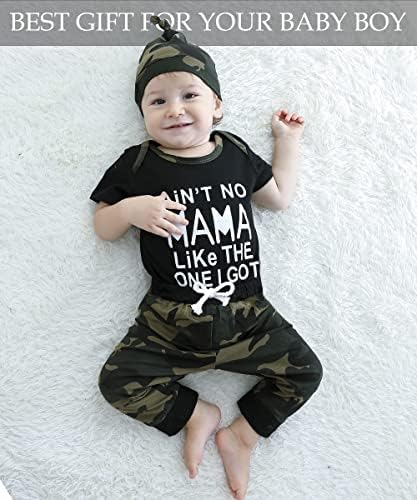 תינוק בגדי יילוד ילד תלבושת תינוק מכתב הדפסת רומפר ארוך מכנסיים סט כובע 3 מחשב פעוט להלביש