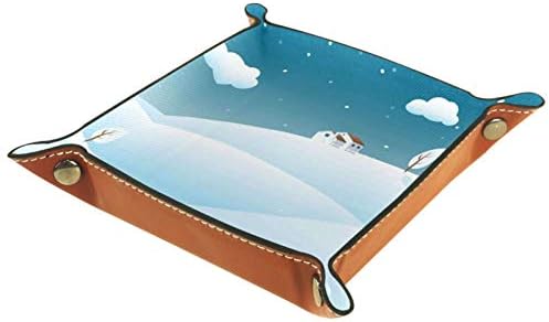 Lyetny Snow מכוסה גבעות מתגלגלות מארגן הדפסה מגש אחסון קופסת מיטה מיטה קאדי שולחן עבודה מגש החלפת ארנק מפתח