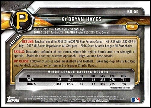 דראפט Bowman 2018 BD-50 Ke'bryan Hayes RC טירון פיטסבורג פיראטס MLB כרטיס מסחר בייסבול
