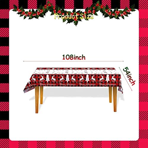 24 אורחים ציוד לחג המולד ציוד כלי שולחן סט אדום וינטג 'בופלו משובץ צלחות נייר לחג המולד ומפיות,