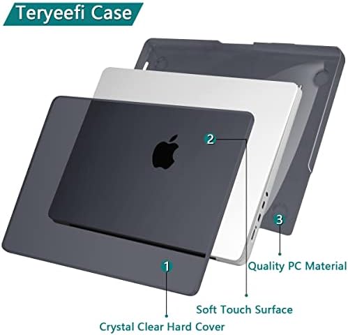 Teryeefi החדש ביותר עבור MacBook Pro 16 אינץ 'מארז 2021 שחרור דגם A2485, מארז מעטפת קשה מפלסטיק עם מקלדת