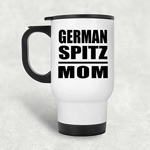 מעצב את אמא שפיץ גרמנית, ספל נסיעות לבן 14oz כוס מבודד מפלדת אל חלד, מתנות ליום הולדת יום הולדת חג