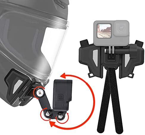 קסדת אופנוע הר סנטר עם הארכה זרוע ציר עבור GoPro 11, טופר מהדק רצועת גוף רצועת קליפ מחזיק רכיבה