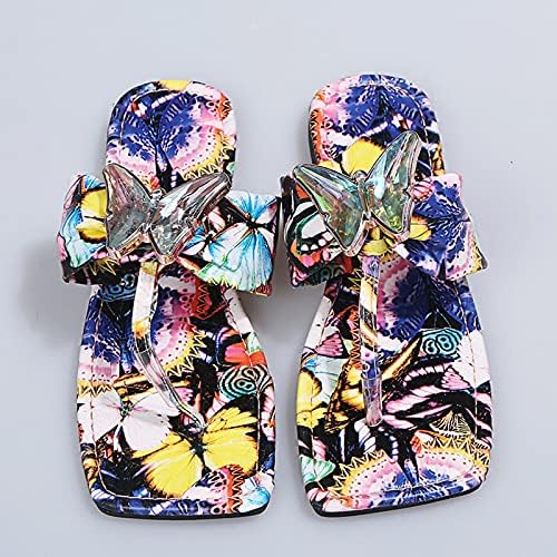 IQKA נשים נעלי בית קיץ כפפות כפכפים הדפס פרחוני אופנה סנדלים שטוחים