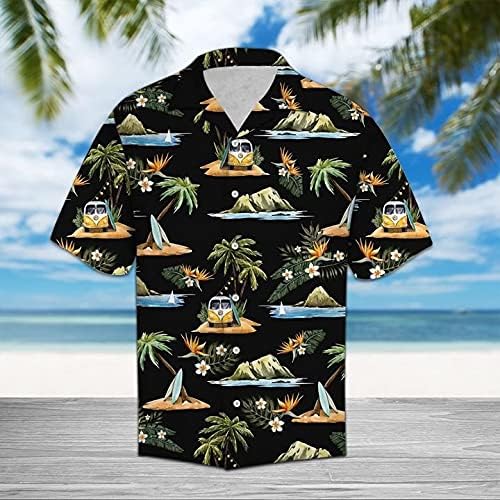 חולצות הוואי פרה טרופיות לגברים - כפתור פרה קיץ למטה חולצות הוואי סדרת שרוול קצר 177