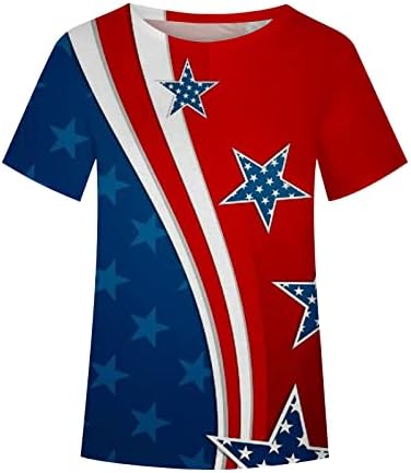חולצת דגל אמריקאית נשים 4 ביולי חולצת טריקו פטריוטית פסים כוכבים טיס ארהב דגל גרפי גברת גברת שרוול