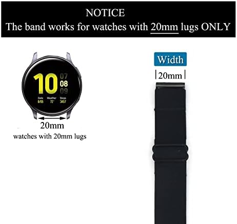 רצועת כף יד אלסטית של 20 ממ/רצועת זרוע תואם עם סמסונג גלקסי שעון 5/5 Pro, Galaxy Watch 4 40 ממ/44