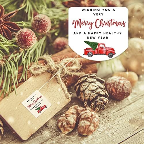 יצירה 2021 חג המולד מדבקות / מעטפת חותמות / 1.4 אינץ / החג שמח ושנה טובה / אדום משאית / עמיד למים / 90-חבילה עבור