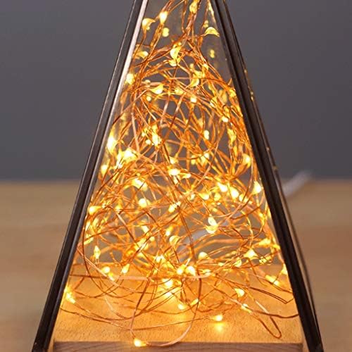 נורדי רוח לילה אור יום הולדת מתנה יצירתי לילה אור נחושת חוט אור זכוכית כיסוי משולש דקורטיבי מנורה