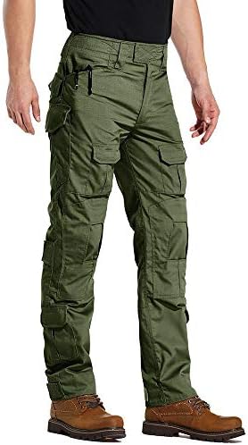 מכנסיים טקטיים של TRGPSG גברים, מכנסי טיול קאם, מכנסי מטען צבאיים, מכנסי עבודה מזדמנים רב כיסים