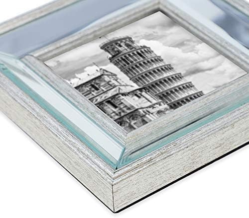 אייזק ג'ייקובס 4x4 מסגרת תמונה משופעת מכסף - מסגרת שיקוף קלאסית עם זווית משופעת קלה המיוצרת לתצוגה של עיצוב קיר,