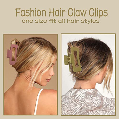 6 קטעי שיער אריזים, 4.1 קטעי טופר גדולים לשיער עבה, מלבן ושיער פרפר לנשים, מט טפרי שיער לא-החלקה חזקה