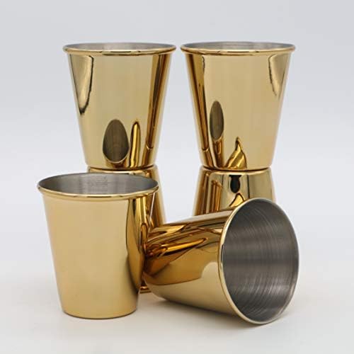 סט כוסות 6-זהב-70 מיליליטר - כוסות נירוסטה לשושבינים-כוסות מתכת ייחודיות מגניבות-כוסות לטקילה וויסקי אקספרסו מתנת