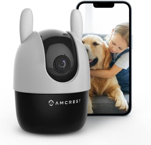 Amcrest 1080p WiFi מצלמת מקורה, מצלמת מטפלת, מצלמת כלבים, צג סאונד ותינוקות, גילוי אנושי וחיית מחמד, מעקב