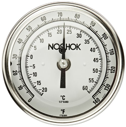 Noshok 300 סדרה 304 מפלדת אל חלד סוג מכשיר סולם כפול מדחום מתכת BI עם זווית מתכווננת, גזע 6 , חיוג 5, 50-300