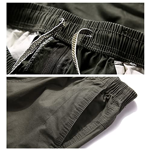 גברים של חיצוני רוכסן כיס מכנסיים קצרים מטען אלסטי מותניים טיולים טקטי מכנסיים כיסים רב 3/4 ארוך קצר
