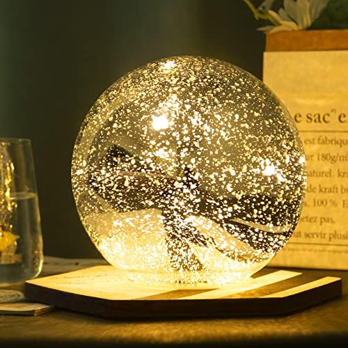 מואר כספית זכוכית כדור מנורת שולחן, כסף אלחוטי זכוכית כדור תפאורה כדור הוביל אור גלוב, מודרני אור עד