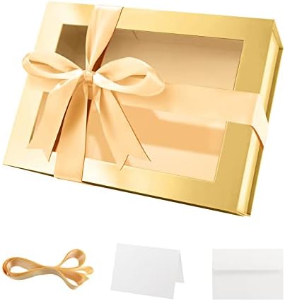 מארז 5 קופסאות מתנה עם חלונות, 9 על 6.5 על 3.8 אינץ', קופסאות מתנה לבנות למתנות מכילות סרטים, כרטיס, קופסאות