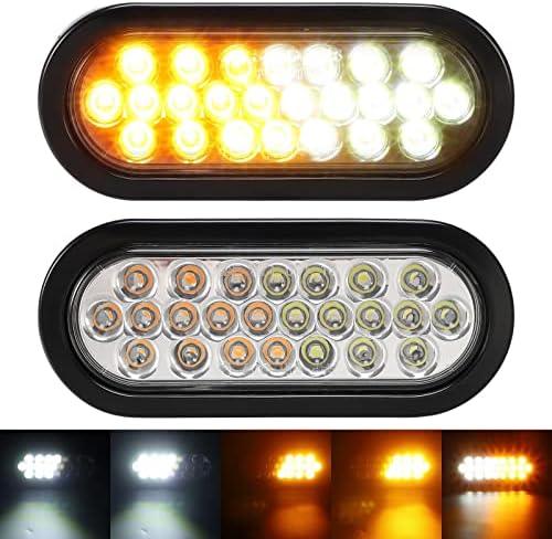 פרטסאם 2 יח '6.5 אינץ' אורות ענבר/לבן סגלגלים 24 לד שקועים עם דפוסי פלאש מרובעים לגרירת משאיות מנורות אורות