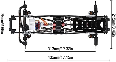 מסגרת RC של injora 313 ממ מסגרת שלדת מתכת גלגלים עם תיבת הילוכים דו-מהירה מקדמת עבור 1/10 RC Crawler Carler Carawler