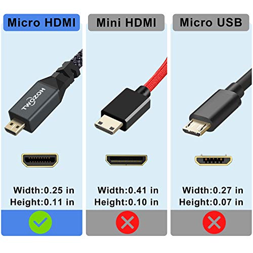Twozoh Micro HDMI ל- HDMI מתאם כבל, ניילון קלוע מיקרו HDMI זכר ל- HDMI תמיכה בכבלים נשיים 4K/60Hz
