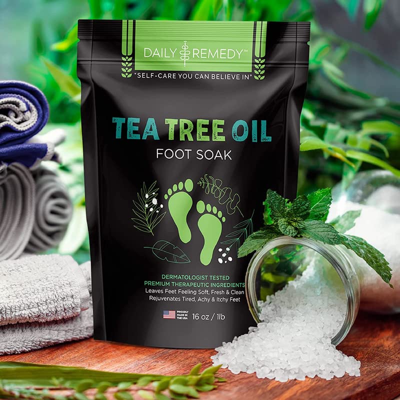 שמן עץ התה רגל להשרות עם מלח אפסום-תוצרת ארצות הברית-עבור ציפורניים, כף הרגל של אתלט, רגליים מגרדות,