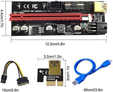 Ver009S חדש PCIE Riser Express כבל 1x עד 16X עם הרחבת גרפיקה LED Ethereum Eth Mining PCI-e מתאם מתאם Riser,