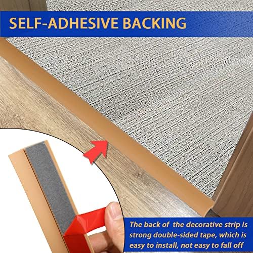 רצועת מעבר רצפה 10 רגל דבק עצמי שטיח וקצוות רצפה רצועות קיצוץ רצועות מעבר סף PVC לגובה מעבר שטיח פחות מ- 5 ממ