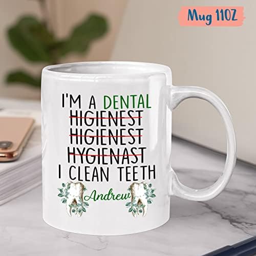 אני שיננית, אני מנקה ספל שיניים - ספל שיננית שיניים בהתאמה אישית - מתנה לשינני שיניים משרדיות בשבילו - מתנה לרופא