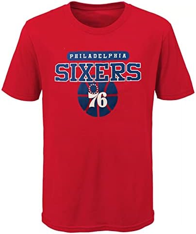 Outstuff Philadelphia 76ers Juniors בגודל 4-18 חולצת טריקו לוגו של קבוצת כדורסל