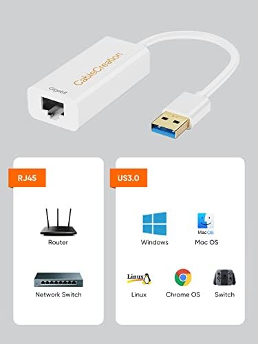 מתאם USB 3.0 למתאם Ethernet, CableCreation USB ל- RJ45 תמיכה במתאם רשת 10/100/1000 MBP