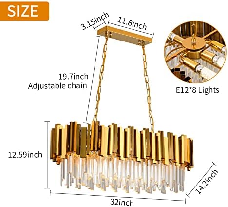 8-אור חדר אוכל נברשות מודרני זהב קריסטל נברשת אור קבועה סלון תליון נברשת אור גופי סגלגל תלוי