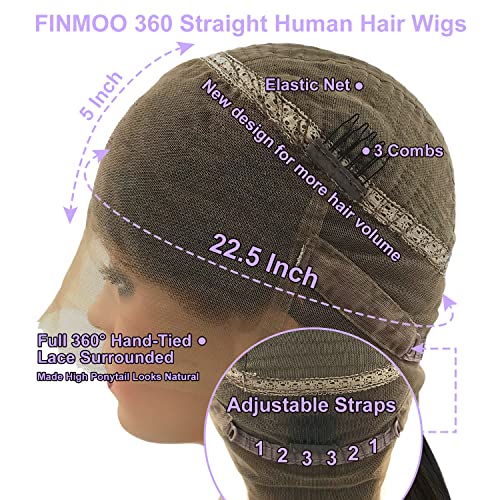 פינמו 360 תחרה מול פאות שיער טבעי מראש קטף ישר ללא דבק מלא תחרה פרונטאלית פאות שיער טבעי 360 פאות