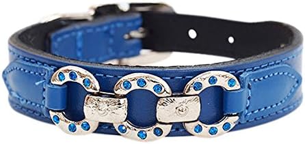 הרטמן ורוד צווארון כלבים עם קסם עור, כונן רודיאו, כחול קובלט, אורך: 7.9 - 9.8 אינץ ', יבוא ישיר בחול